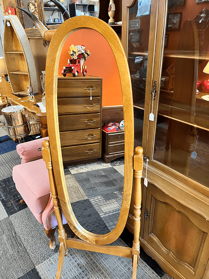 Oval Wooden Floor Mirror