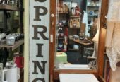 Vintage Marble Top Etched Mirror Wood Hall Tree