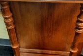 Vintage Marble Top Etched Mirror Wood Hall Tree